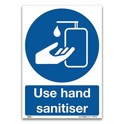 Image of Pack of 2 Use hand sanitiser, A5 210x148mm, Self-adhesive Vinyl Sticker, Mandatory Virus Protection Hygiene Signs