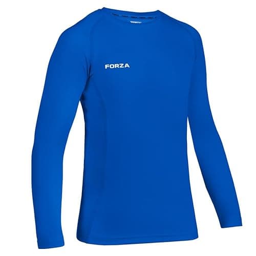Image of FORZA Junior Boys’ Base Layer Long Sleeve Top | Moisture Wicking, 4‑Way Stretch Compression Undershirt for for All Sports | Multiple Sizes and Colours Available (Royal Blue, Age 9-10 (Junior))