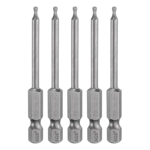 Image of sourcing map 5pcs Ball End Hex Screwdriver Bit 2mm (H2.0) Tip 1/4" Hex Shank 65mm (2.56") Long Magnetic Ball Head Bits Industrial Grade S2 Steel Metric Screw Driver Bit