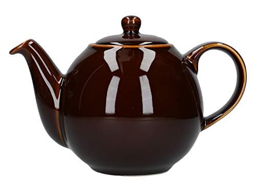 Image of London Pottery 32140 Globe Teapot with Strainer, Ceramic, Rockingham Brown, 4 Cup Capacity (900 ml)