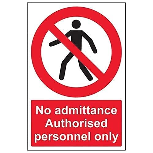 Image of V Safety No Admittance Authorised Personnel Only Pedestrian Sign - 200mm x 300mm - 1mm Rigid Plastic