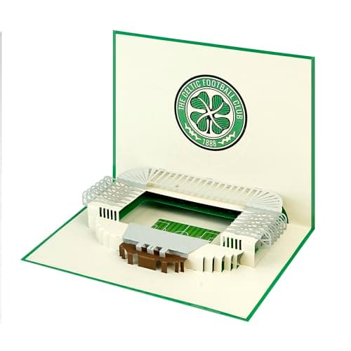 Image of Celtic FC. 3D Pop-Up Birthday Card, Celtic FC 3D pop up stadium inside, Celtic Park stadium card. Perfect for greeting cards, birthday invitations, and unique football gift cards.