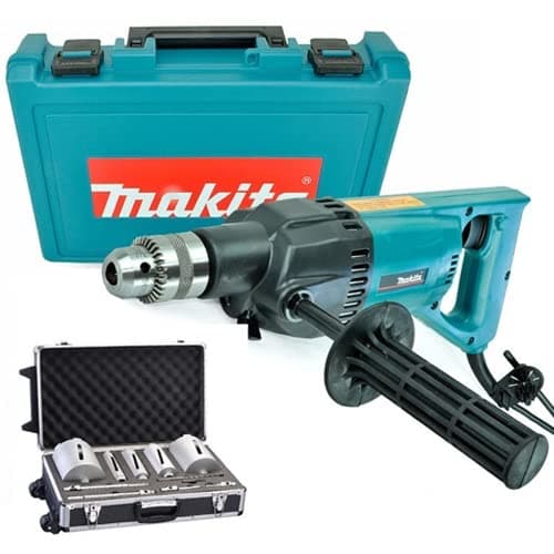 Image of Makita 8406 Diamond CORE Drill Rotary Percussion 110V with 11 Piece Diamond Core Set + Case
