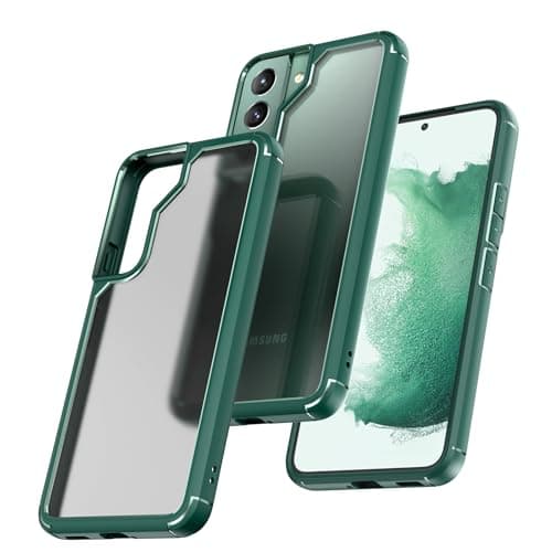 Image of TOCOL 5 in 1 for Samsung Galaxy S22 Case 6.1 Inch, with 2 Pack Screen Protector + 2 Pack Camera Lens Protector, Translucent Matte Back [Military Grade Protection] Shockproof Slim for S22 Case, Green