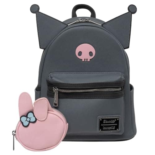 Image of Loungefly Sanrio Kuromi and My Melody Best Friends Forever Exclusive Mini-Backpack with Coin Purse, Black, Mini, Mini Backpack
