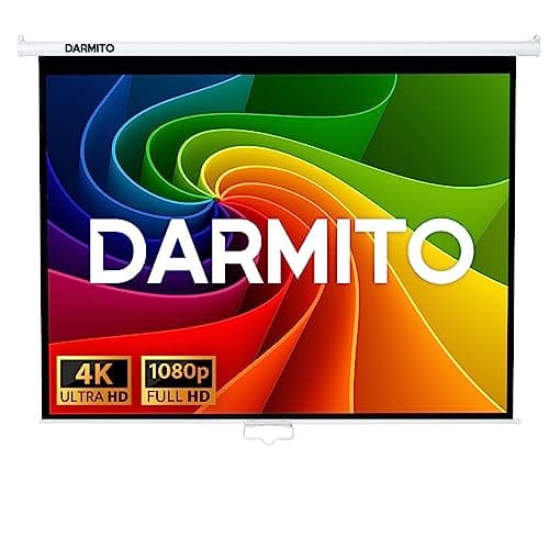 Image of Darmito 120 4:3 Pull Down Manual Projector Screen, Ultra HD 3D 4K 8K Matt White +1.2 Gain, 16:9 Ratio Supported, For Meeting School Home Cinema Theater Movie TV DVD Indoor
