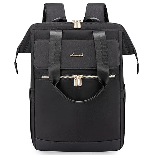 Image of LOVEVOOK Backpack Womens, 15.6 inch Laptop Rucksack Bag for Ladies, Waterproof Daypacks for Office Teacher Nurse, Fashion School Bags with USB Port for Work University Travel Business, Black