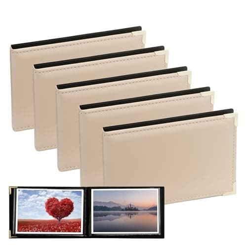 Image of Kenro Pack of 5 Ivory Leather Look Mini Photo Album for 36 photos 6x4 inch / 10x15cm with Gilt Corners Landscape Photographs, Carlton Series - APL150IV