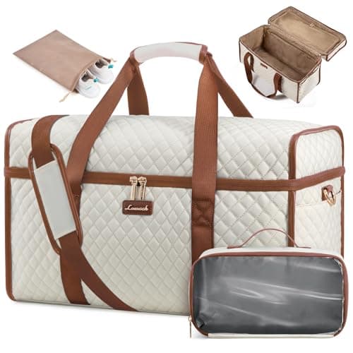 Image of LOVEVOOK Travel Bags for Women, Weekend Overnight Maternity Gym Duffel Large Opening Hospital Holdall Carry On Flight Bag Womens, Cabin Hand Luggage with Shoe Pocket