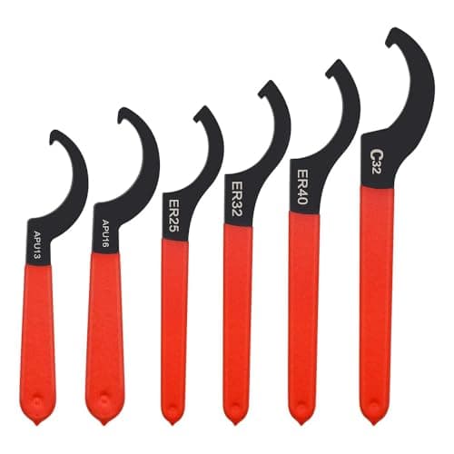 Image of Crozgan 6pcs Coil Over Wrench Shock Spanner Adjustable C Shape Wrenches Tool Coilover Wrench, Hook Wrenches Tools Set for Automotive Engine Cables