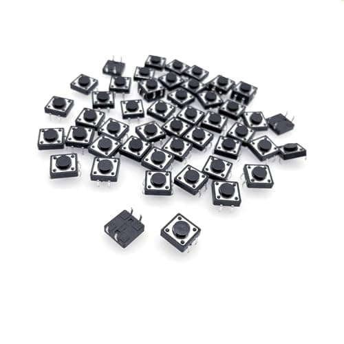 Image of JZK 50pcs 12mm 4pin mini tactile push button switch, micro momentary tact switch, PCB mount switch, panel momentary push button switch small