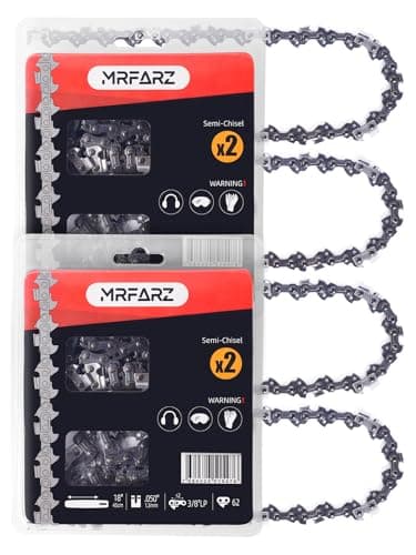 Image of MRFARZ 18 Inch Chainsaw Chains 62 Drive Links 3/8" LP Pitch .050" Gauge Low-Kickback Semi-Chisel Replacement Saw Chains -S62 (4 Chains)