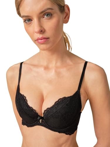 Image of Gossard Superboost Plunge Black Lace Bra Plunge Women's Bra Black 34FF