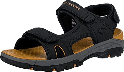 Image of Skechers Men's Tresmen Hirano Open Toe Sandals, Black Black Synthetic Blk, 8 UK