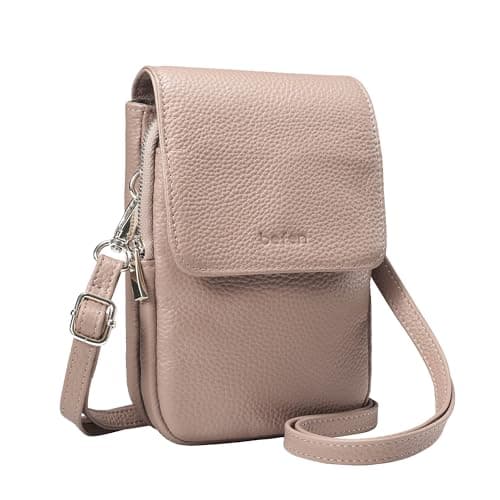 Image of befen Real Leather Phone Bag for Women Mini Ladies Cross Body Bag Small Pink Crossover Bgas for Women UK with Removable Strap