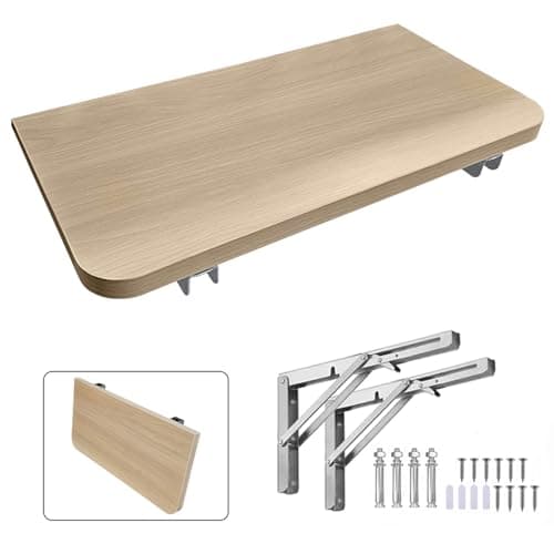 Image of HIDEWALKER Folding Wooden Wall Shelf Can Support 50 kg Floating Shelves Kitchen Living Room Bedroom Bathroom Garage Wall Shelves