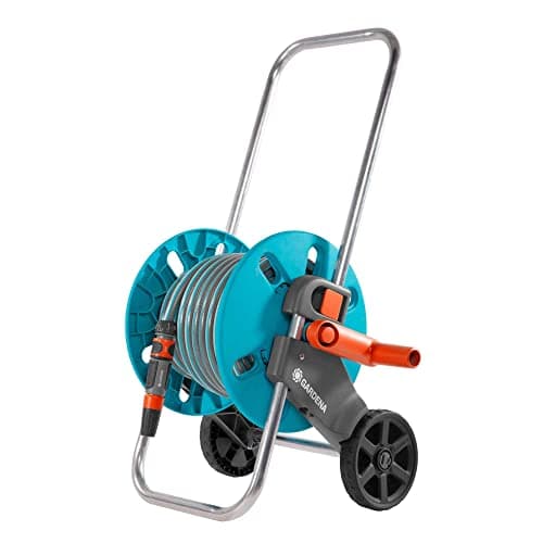 Image of GARDENA CleverRoll Hose Dispenser Size S - Equipment + Unassembled - Maximum Length 50 m - Suitable for Small Garden - 5 Year Guarantee 18502-50