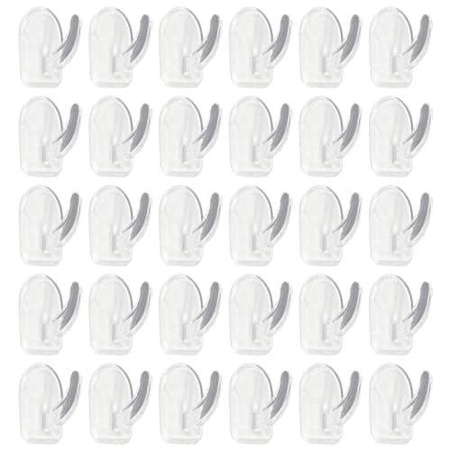 Image of ChainYao 30 Pcs Small Sticky Hooks, Heavy Duty Self Adhesive Wall Hooks - No Damage Removable Clear Plastic Hooks, Strong Transparent Hanging Hooks for Kitchen, Bathroom, Door, Window, and More