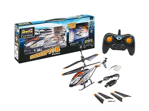 Image of Revell Control 23817 Remote Control Helicopter Interceptor Anti Collision Sensor With Precise 2.4 GHz Control, One Push Take Off/Land, 6-Axis Gyro, 3 Channel, Spare Rotor Blades, 24cm in length