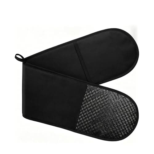 Image of Navani Double Oven Gloves, 250°C Heat Resistant BBQ Mittens with Non-Slip Silicone Grip, 84 x 18cm Extra Long Cotton Oven Mitts for Outdoot or indoor Cooking, Baking & Grilling, Machine Washable