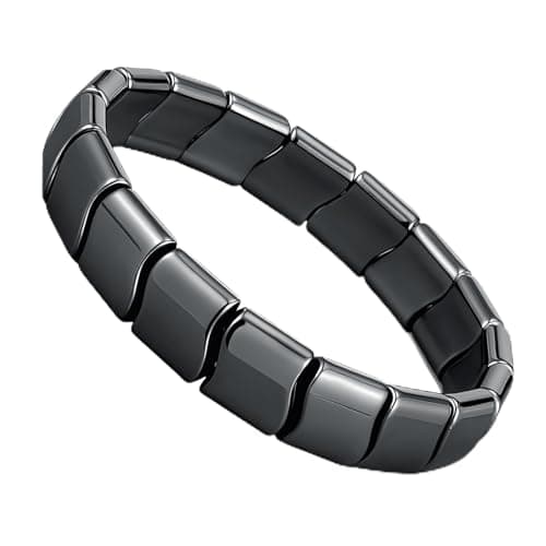 Image of Azoisuwr Hematite Bracelet Men, Natural Stones Handmade Hematite Stone Bracelet to Boost Confidence & Energy, Black Magnetic Stone Jewellery for Husband, Dad, Boyfriend