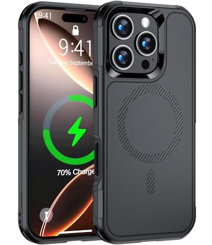Image of ATETEO for iPhone 16 pro Case, Magnetic Case for iPhone 16 Pro 6.3 Inch [Compatible with Magsafe] [Military Grade Protection] Slim & Tough Phone Cover, Shockproof Phone Case Black