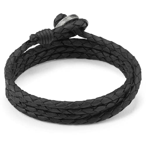 Image of LOCAL LEAGUE Mens Leather Bracelet SURF PATROL AUSTRALIA - Fully Adjustable - BLACK Braided Cord Multilayer Wristband for Men Surfer Wrap Rope BEACH Party Holidays Festival, Boyfriend