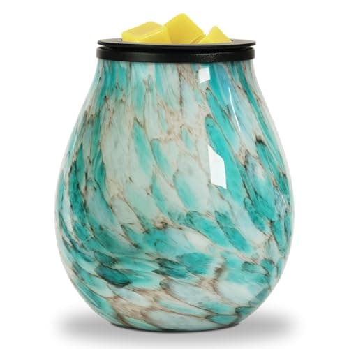 Image of Glass Wax Melt Warmer for Scented Cubes, Electric Oil Burner with Removable Silicone Dish and Stable PTC Heating Element, 7 Colors Changing LED Night Light Wax Melts Burner for Bedroom Office Décor