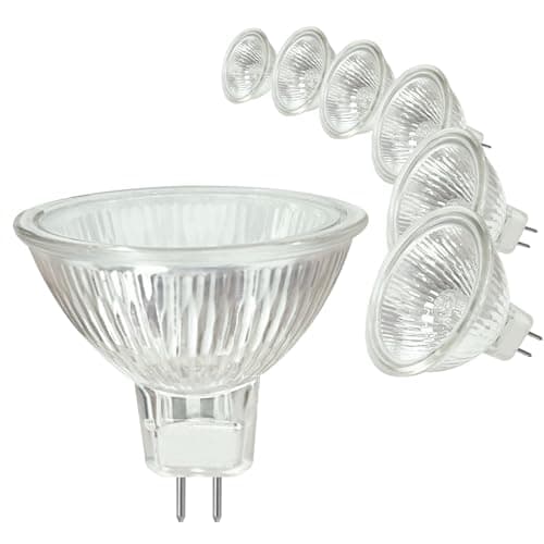 Image of CNMTCCO MR16 Halogen Light Bulbs, 6 Pack – 12V 20W GU5.3 Dimmable Spotlight Bulbs, 2700K Warm White, 2 Pin Halogen Bulbs for Ceiling, Recessed & Track Lighting