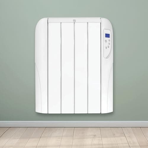 Image of Futura 1000W White Electric Radiator Heaters for Home, Bathroom Safe 24/7 Day Timer Electric Heater Lot 20 & Advanced Thermostat Control Wall Mounted Low Energy Panel Heater with Child Lock