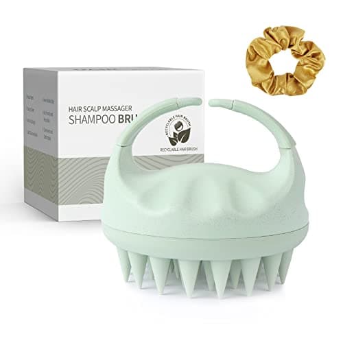 Image of Sndyi Scalp Massager Shampoo Brush, Head Scalp Massager for Hair Growth, Scalp Scrubber with Soft Silicone Bristles, Scalp Scrubber/Exfoliator for Dandruff Removal, Wet Dry Scalp Brush, Green