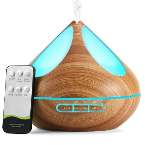 Image of VitezTab Aroma Diffuser Electric Humidifier : Remote Control Ultrasonic Aromatherapy Diffuser - 500ml&4 Timers& 7 color LED - For Home Bedroom Office - Gift for Mom,Light Brown