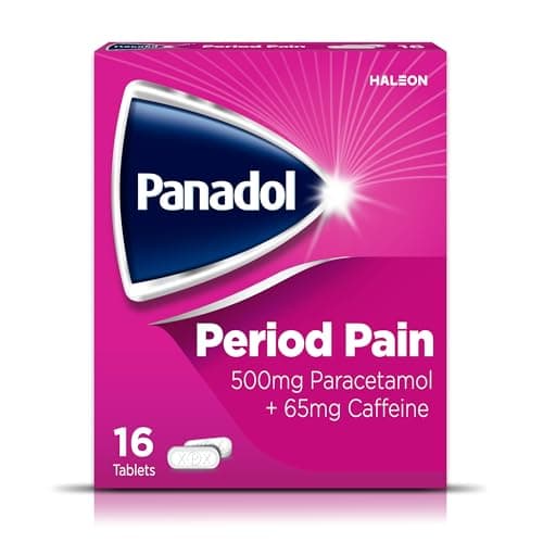 Image of Panadol Period Pain Painkillers, 500mg Paracetamol Tablets with 65mg Caffeine, Pain Relief for Menstrual Cramps, Backache and Headache, Pack of 16