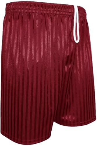 Image of 22YardsPro Boys Girls & Adults Shadow Stripe School Sports Football Rugby PE Shorts UK (Maroon, 15-16 Years)