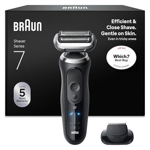Image of Braun Series 7 Electric Shaver, Up to 60 min, Cordless, Wet & Dry Razor for Men with Precision Trimmer Attachment, 100 Percent Waterproof, 72-N1200SI, Black