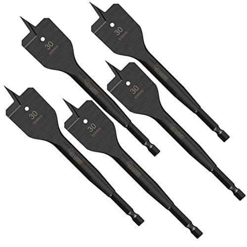 Image of 5 x SabreCut SCRIW30_5 30mm x 152mm Impact Rated Flat Wood Spade Bits for Softwood Hardwood Chipboard