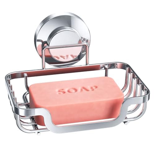 Image of TAILI Suction Soap Dish for Shower, Max Hold 5 KG Soap Holder Shower for Bathroom, Wall Mount Sponge Tray, Removable, Metal Bathtub Organizer, Drill-Free Sink Holder, Stainless Steel, Silver