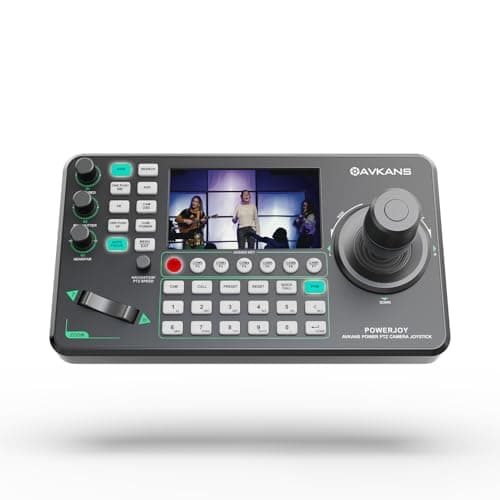 Image of AVKANS NDI PTZ Camera Joystick Controller, IP POE PTZ Camera Controller Keyboard with 4D Joystick for Worship Church Live Streaming
