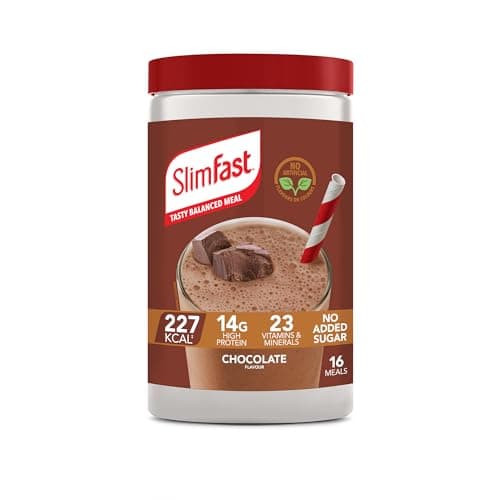 Image of SlimFast Meal Replacement Shake for Weight Loss & Balanced Diet, Vitamins and Minerals, Low Calorie, High Protein, Chocolate Flavour, 16 servings, 600 g, Packaging May Vary