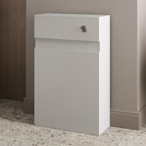 Image of BAYSTONE® 500mm Bathroom Back to Wall BTW Toilet WC Cloakroom Furniture Unit Only, Freestanding Fluted, White