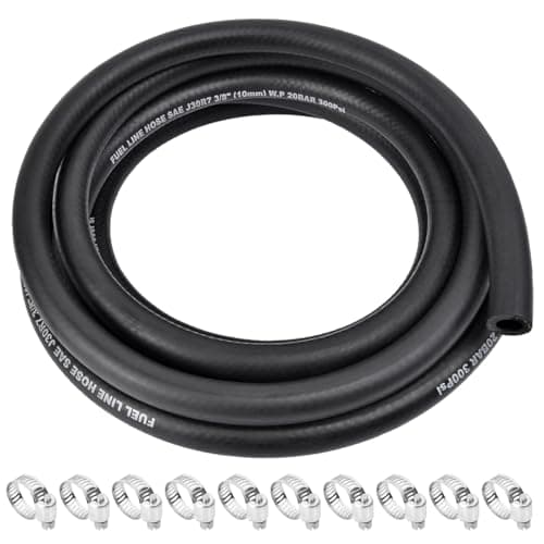 Image of 1/2 Inch ID Fuel Line Hose - 15FT Marine Grade Fuel Line with 10PCS Hose Clamps,300PSI High-Pressure Fuel Line for Automotive Fuel Systems Engines