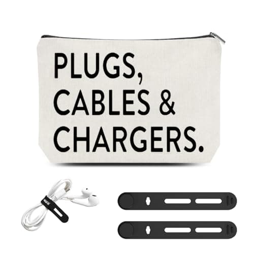 Image of ShiQiao Spl Charging Cable Organiser Bag for Travel with Silicone Cable Ties Cord Organiser Pouch for Women Men Charging Accessory Storage Pouch for Sister Brother Tangle-Free Tech Accessory