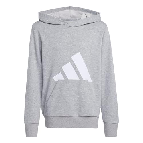 Image of adidas Unisex Kids Essentials Big Logo Hoodie Sweatshirt, Medium Grey Heather/White, 7-8 Years