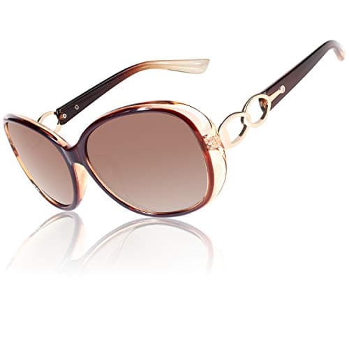 Image of CGID Sunglasses Womens Ladies Polarised Retro Designer Sun Glasses Brown Big Frame Oversized Shades UV Protection Goggles Rhinestones Brown Gradient Lens