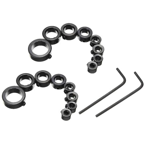 Image of CESFONJER 2 Set Drill Stop, 16 Pcs 3-16mm Drill Bit Depth Stop Collar Ring Positioner Spacing Ring Positioner Locator Woodworking Drill Bit with Hex Wrench