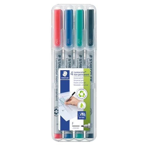 Image of Staedtler Lumocolor Pen Non-permanent Pen 316WP4 Fine 0.6mm Line - Assorted Colours (Pack of 4)