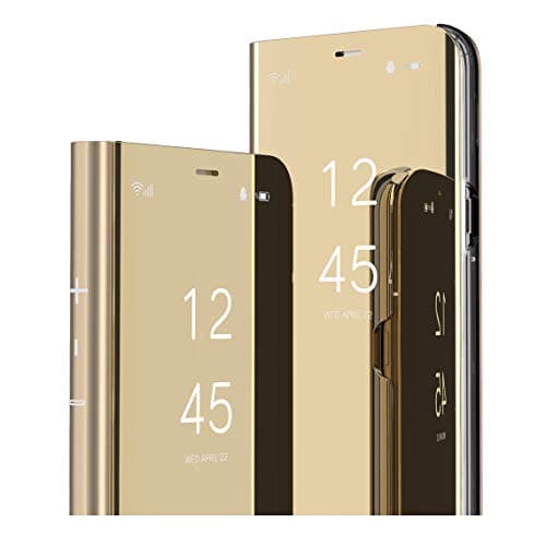 Image of MRSTER Flip Case for Samsung Note 20 Ultra Mirror Design Clear View Bookstyle Protecter Shell With Kickstand Cover for Samsung Galaxy Note 20 Ultra / Note20 Ultra 5G. Flip Mirror: Gold