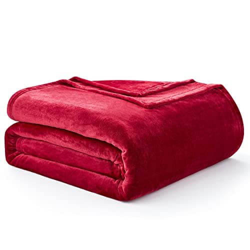 Image of EHEYCIGA Fleece Blanket Red Throws for Sofas Fluffy Warm Soft Blanket for Bed Settees Armchairs, Fit All Season, Double Size, 150x200cm
