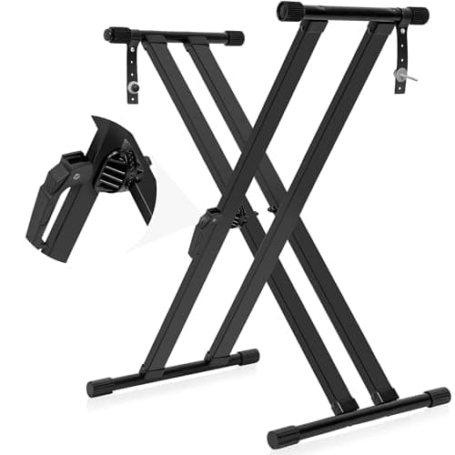 Image of IPEB Keyboard Stand Double Braced X-Style Height Adjustable Digital Piano Stand with Locking Straps,Black