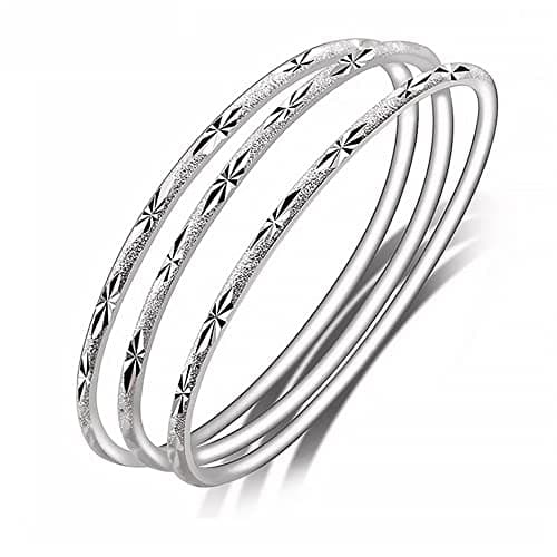Image of Sterling Silver Bangle Bracelets for Women,Fashion Jewelry Simple Adjustable 925 Silver Cuff Bangles for Women Mom Wife Valentine Mothers Day Gift, 2.44inch, Sterling Silver, no gemstone